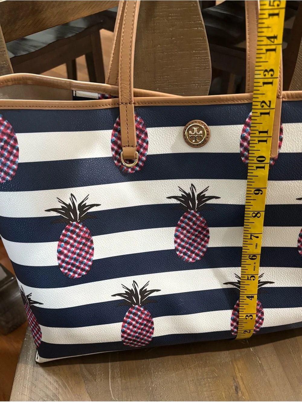 Tory Burch Kerrington Striped Pineapple Tote